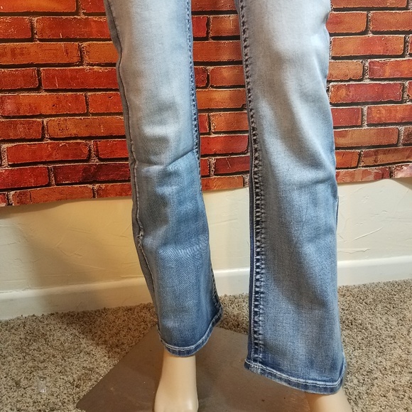 Boot Cut Embroidered Skull Biker Jeans - Picture 6 of 8